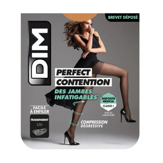 DIM Compression pantyhose Perfect Contintion sheer tired legs in Beige size ES: 46-48 / 4