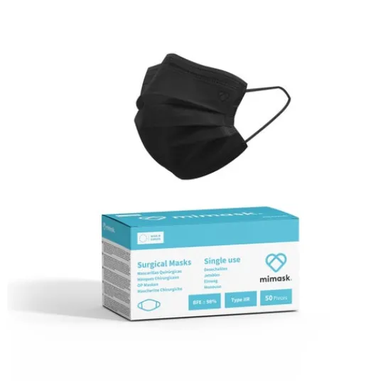 MiMask IIR Surgical Face Mask Black 50 units