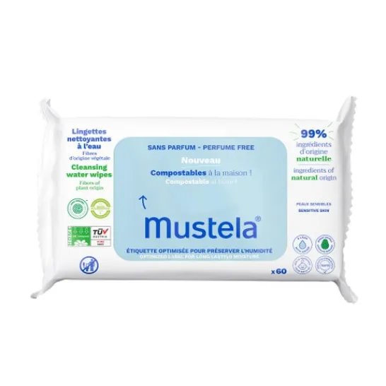 Mustela Bebé Niño Toallitas Limpiadoras Agua Sin Perfume 60uds