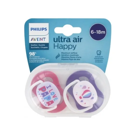 Philips Avent Ultra Air I Love Papa Pacifier 6-18m 2 pieces