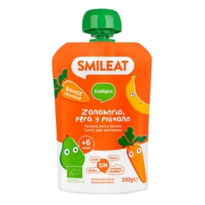 Smileat Pouch Ecológico de Zanahoria Pera y Plátano 100g