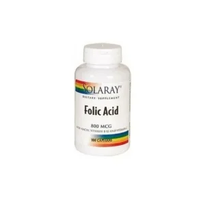SOLARAY folic acid 800mg 100 caps.