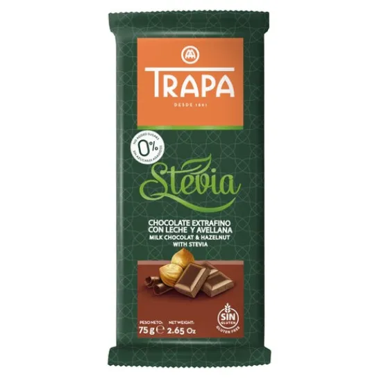 Trapa Chocolate con Leche y Avellanas con Stevia 75g