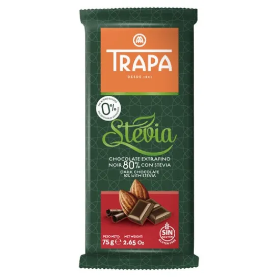 Trapa Chocolate Negro 80% con Stevia 75g